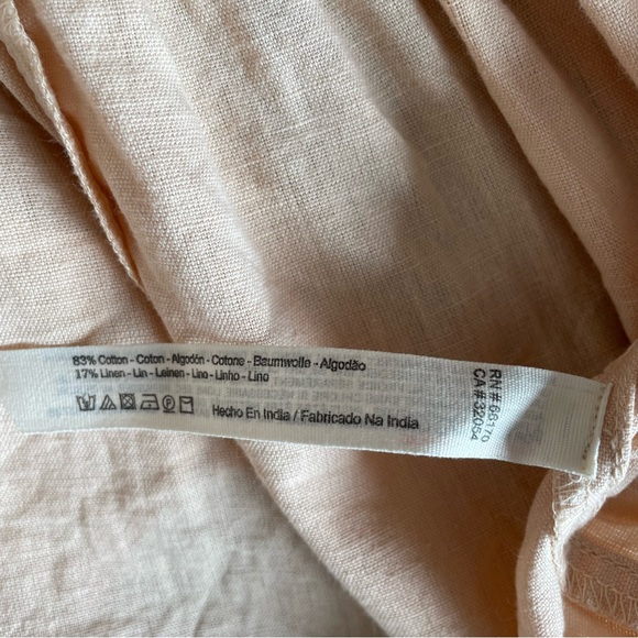 Free People Don’t Mind If I Do Midi Dress Size XS Peach Wrap Cotton Linen Mix - Picture 11 of 11